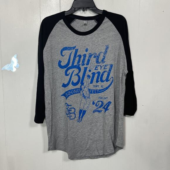 Cotton Heritage Other - Third Eye Blind Shirt Mens Large Gray Black Innings Fest 2024 Raglan Concert Tee